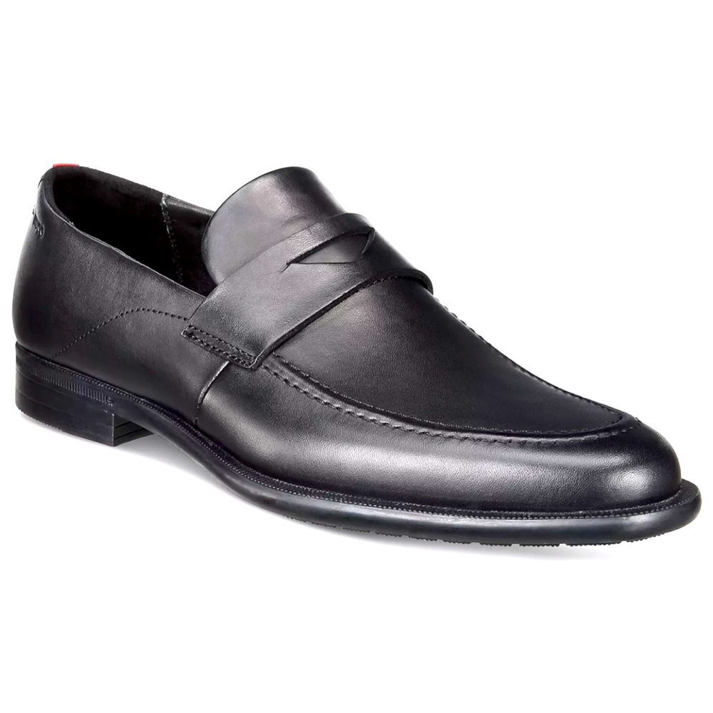NEW HUGO BY HUGO BOSS Men's Kyron Leather Loafer Black Size 44.5 - US 11.5